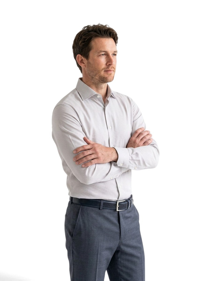 Herringbone katoenen hemd (slim fit) met lange mouwen Eton