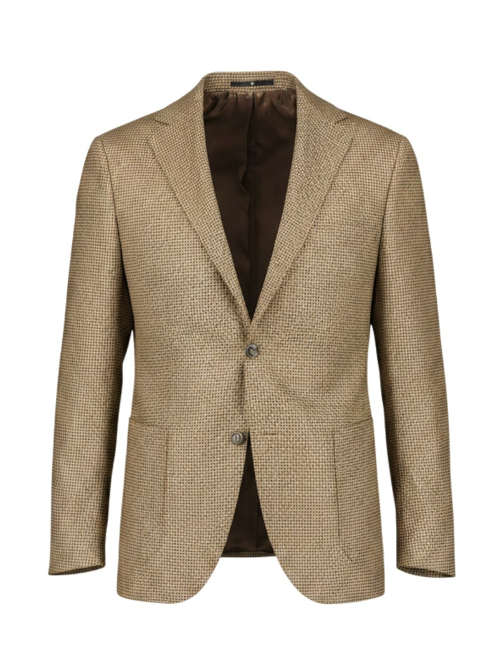 Camel/bruine geruiten kostuumblazer met tweeknoopsluiting Dressler