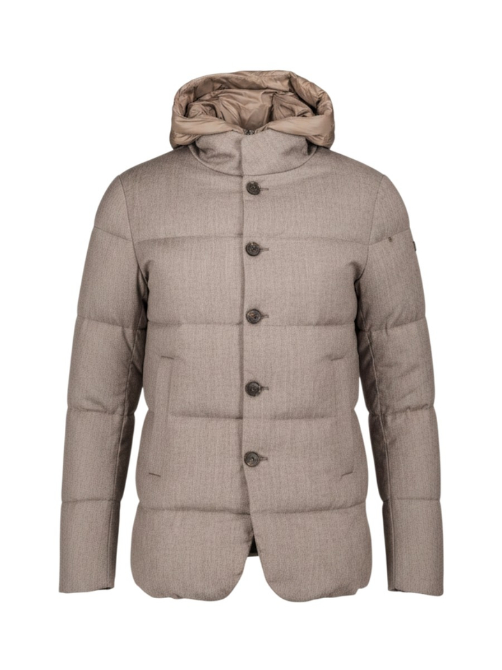 Brown stone puffer jas met kap Bjorn Duno
