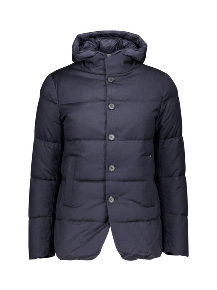 Donkerblauwe puffer jas met kap Bjorn Duno 