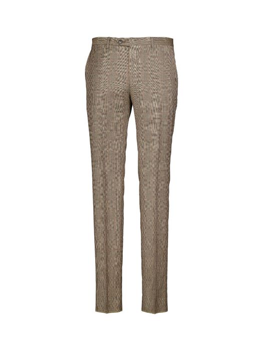 Beige broek met camel ruit motief Vulcano Berwich