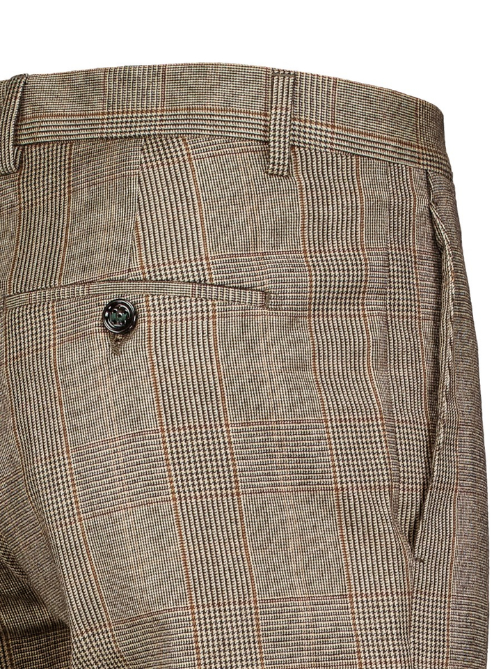 Beige broek met camel ruit motief Vulcano Berwich