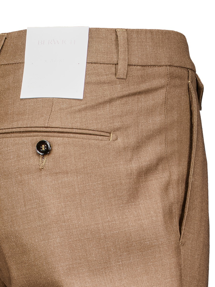 Cognac kleurige broek met bandplooi Berwich