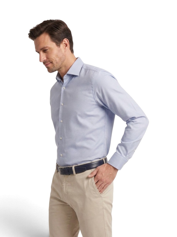 Lichtblauw katoenen hemd (tailor fit) met lange mouwen Xacus