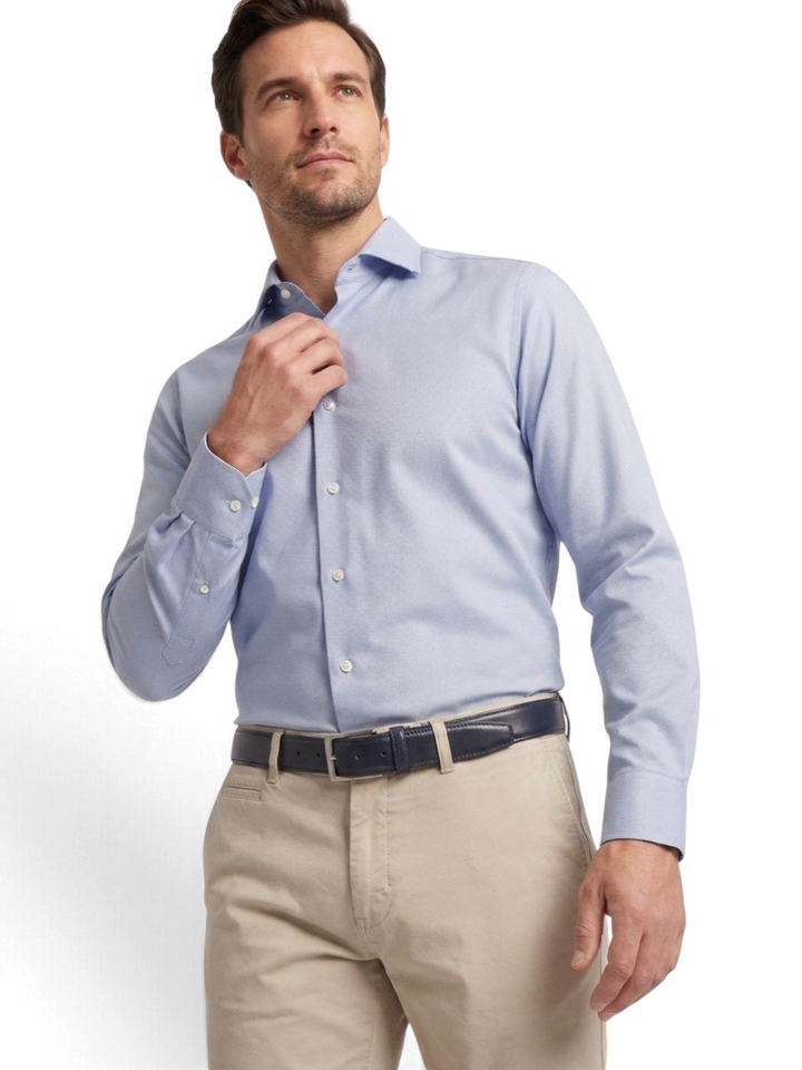 Lichtblauw katoenen hemd (tailor fit) met lange mouwen Xacus