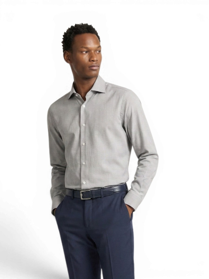 Grijs hemd (tailor fit) met lange mouwen Xacus