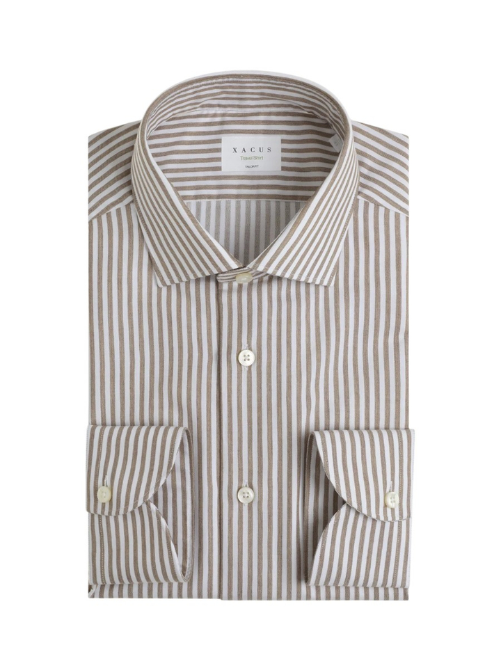 Bruin en wit gestreept hemd Tailorfit Xacus