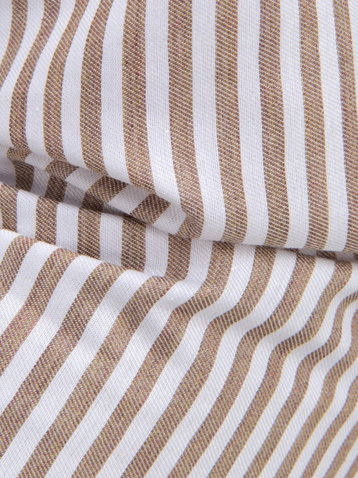 Bruin en wit gestreept hemd Tailorfit Xacus