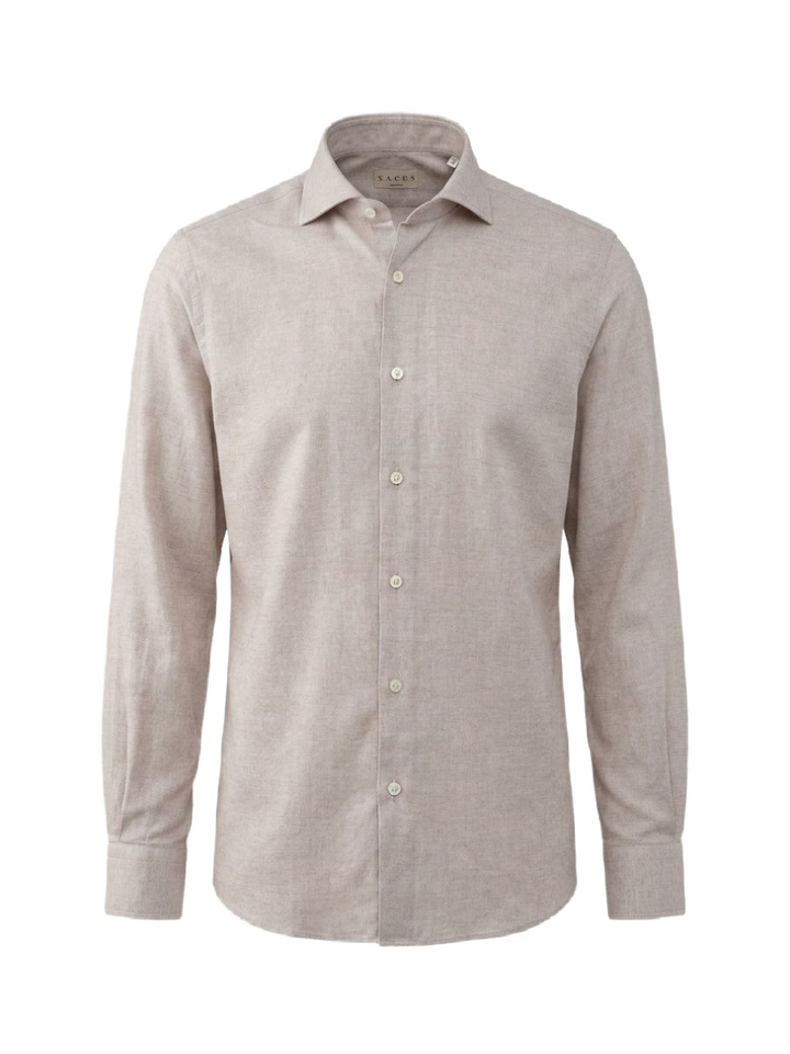 Beige katoenen hemd (tailor fit) met lange mouwen Xacus