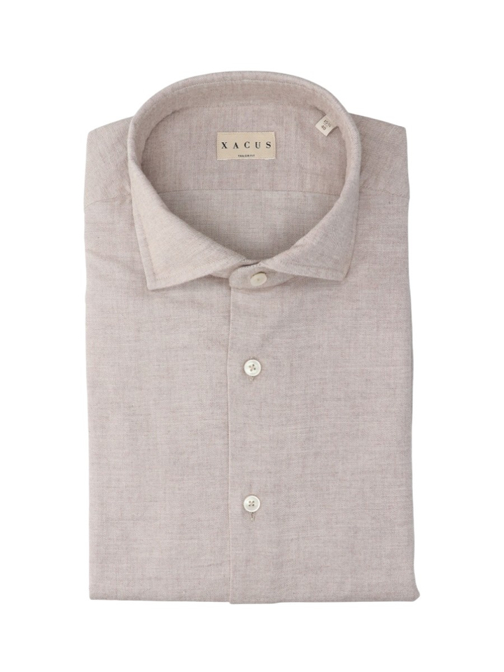 Beige katoenen hemd (tailor fit) met lange mouwen Xacus