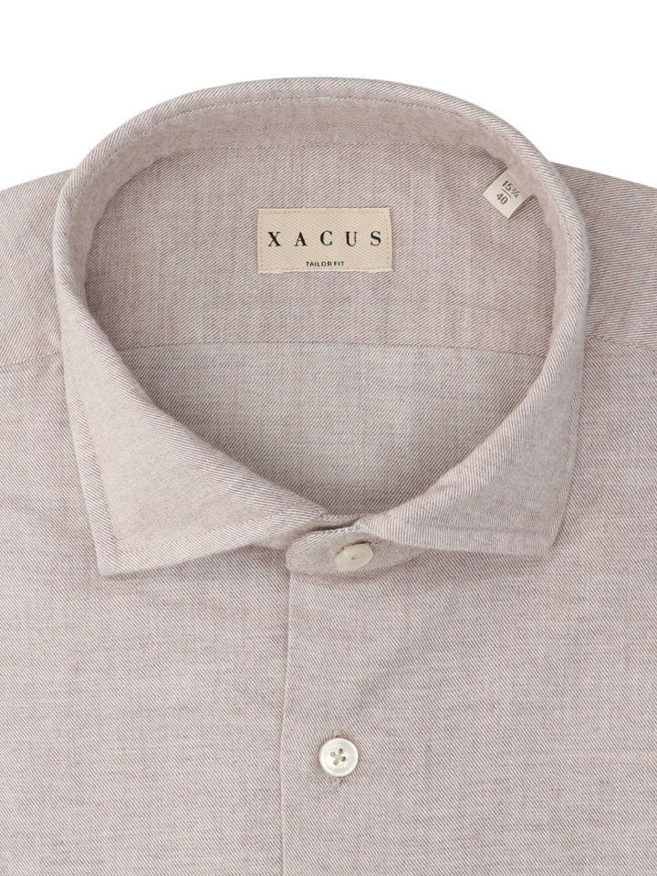 Beige katoenen hemd (tailor fit) met lange mouwen Xacus