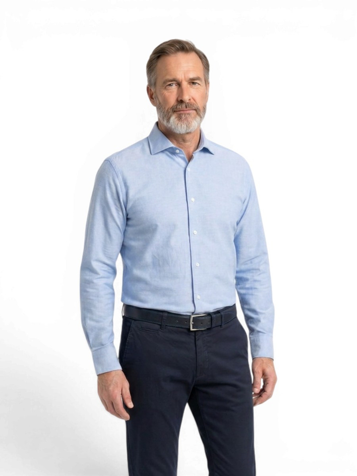 Lichtblauw katoenen hemd (tailor fit) met lange mouwen Xacus