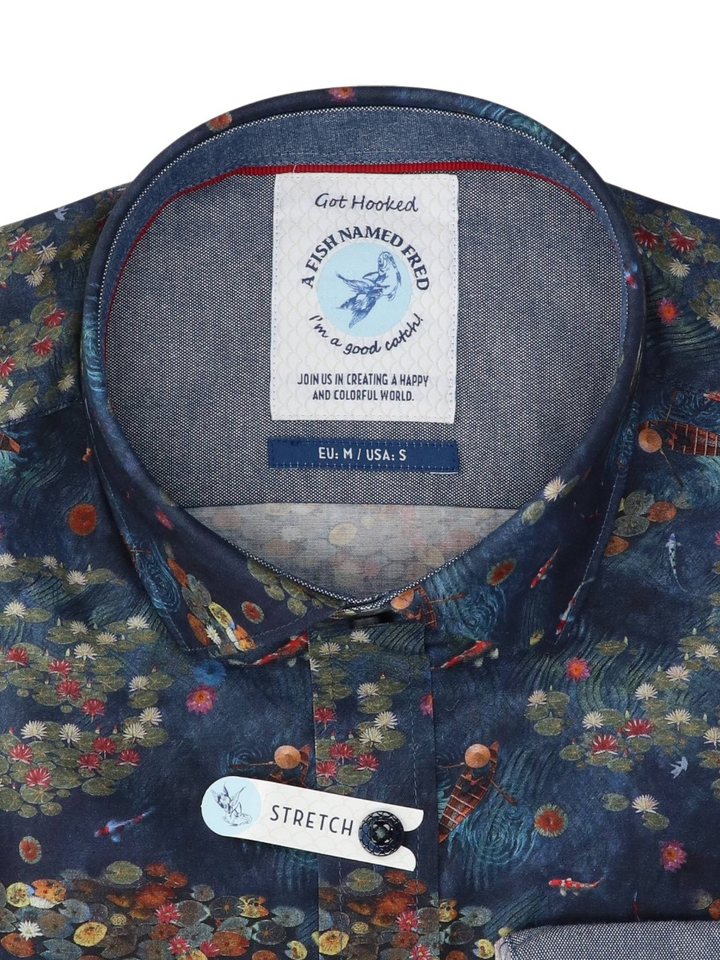 Night blue sky katoenen hemd (regular fit) Garden A Fish Named Fred