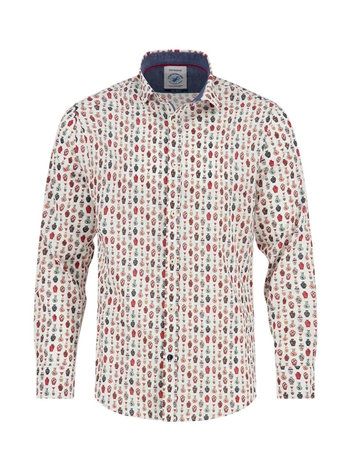 Multicolor hemd met vaasmotief A Fish Named Fred