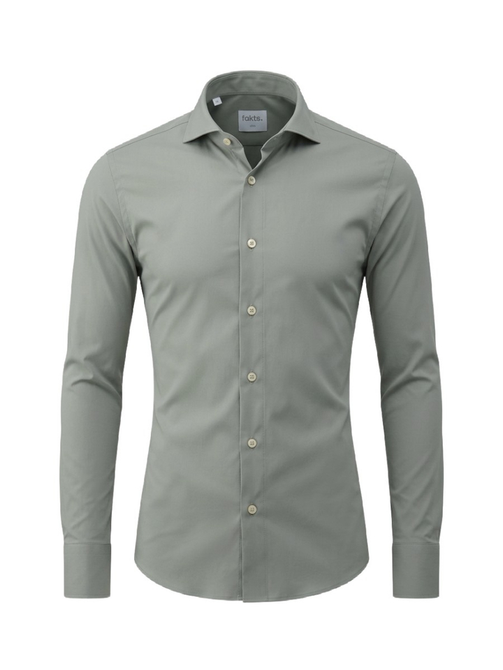 Green salbei katoenen hemd (slim fit) met lange mouwen Fakts
