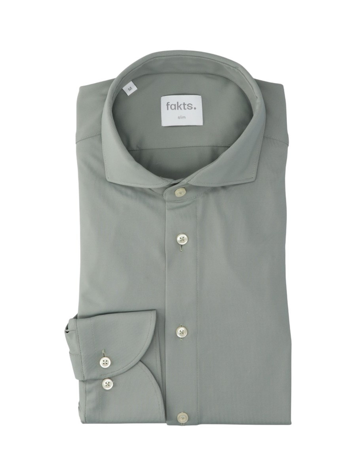 Green salbei katoenen hemd (slim fit) met lange mouwen Fakts