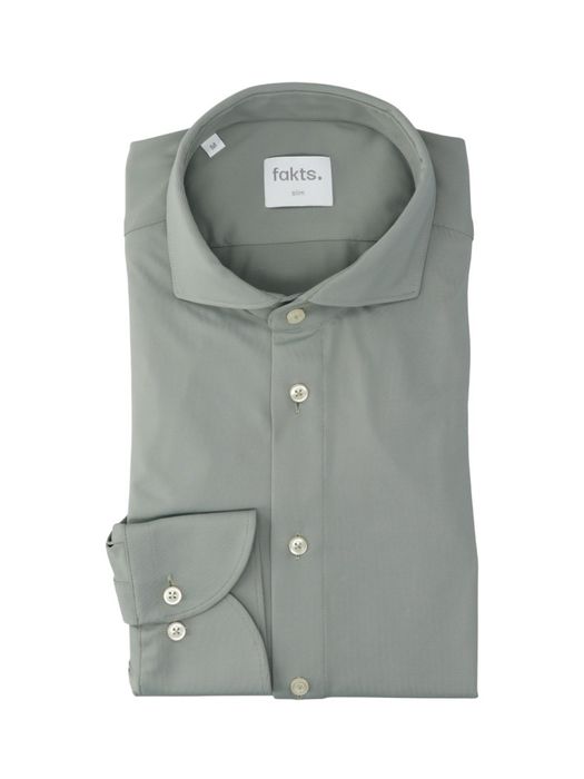 Green salbei katoenen hemd (slim fit) met lange mouwen Fakts