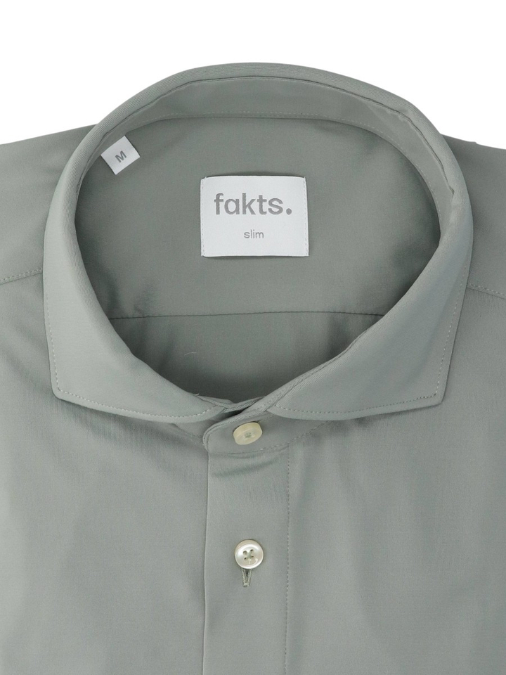 Green salbei katoenen hemd (slim fit) met lange mouwen Fakts