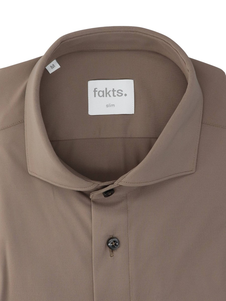 Taupe uni hemd (slim fit) met lange mouwen Fakts