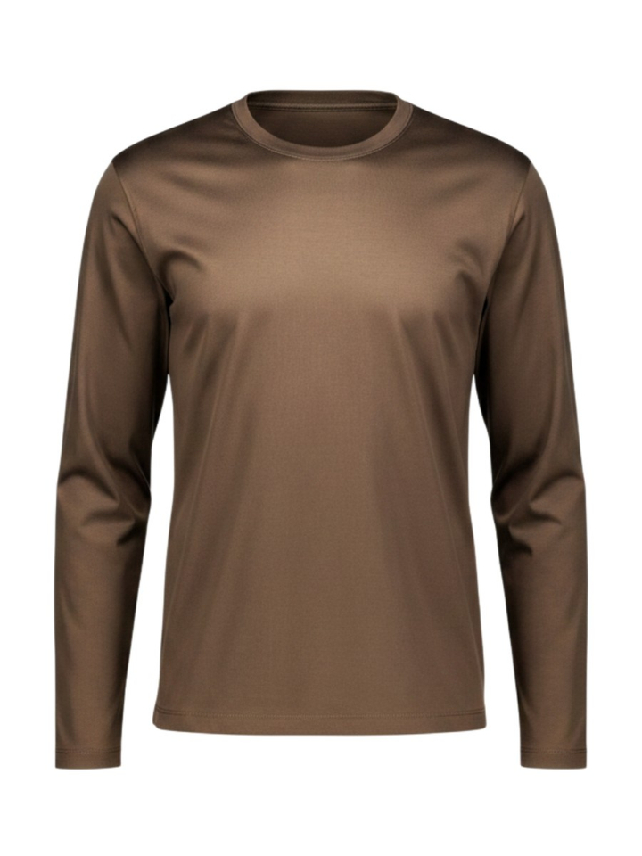 Bruine katoenen t-shirt met lange mouwen Fakts