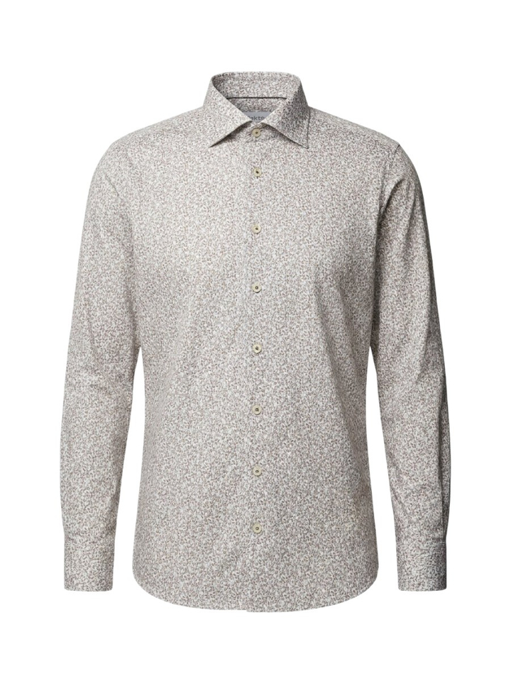 Brown minimal katoenen hemd (regular fit) met details en lange mouwen Fakts 