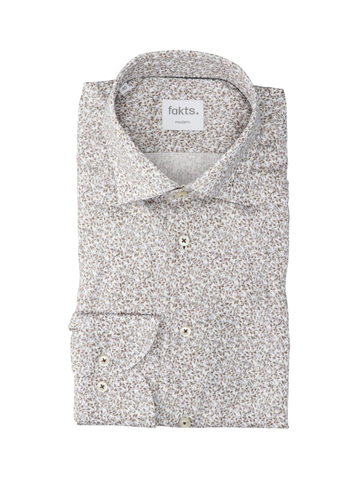 Brown minimal katoenen hemd (regular fit) met details en lange mouwen Fakts 
