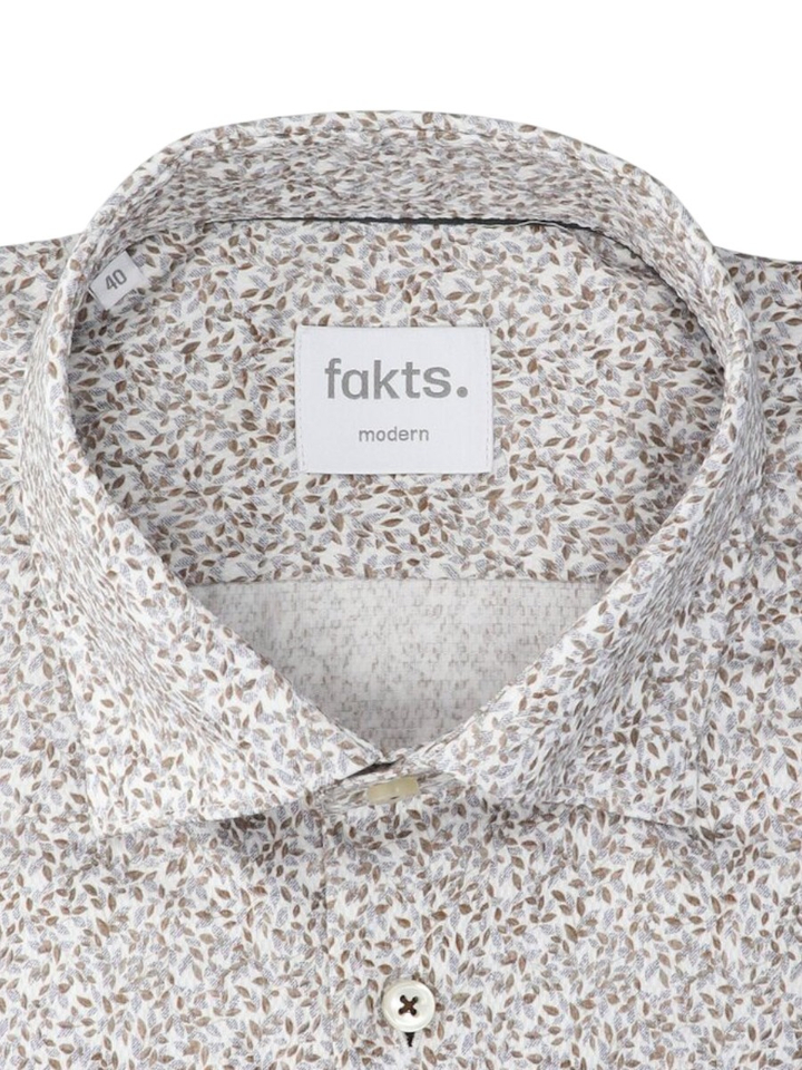 Brown minimal katoenen hemd (regular fit) met details en lange mouwen Fakts 