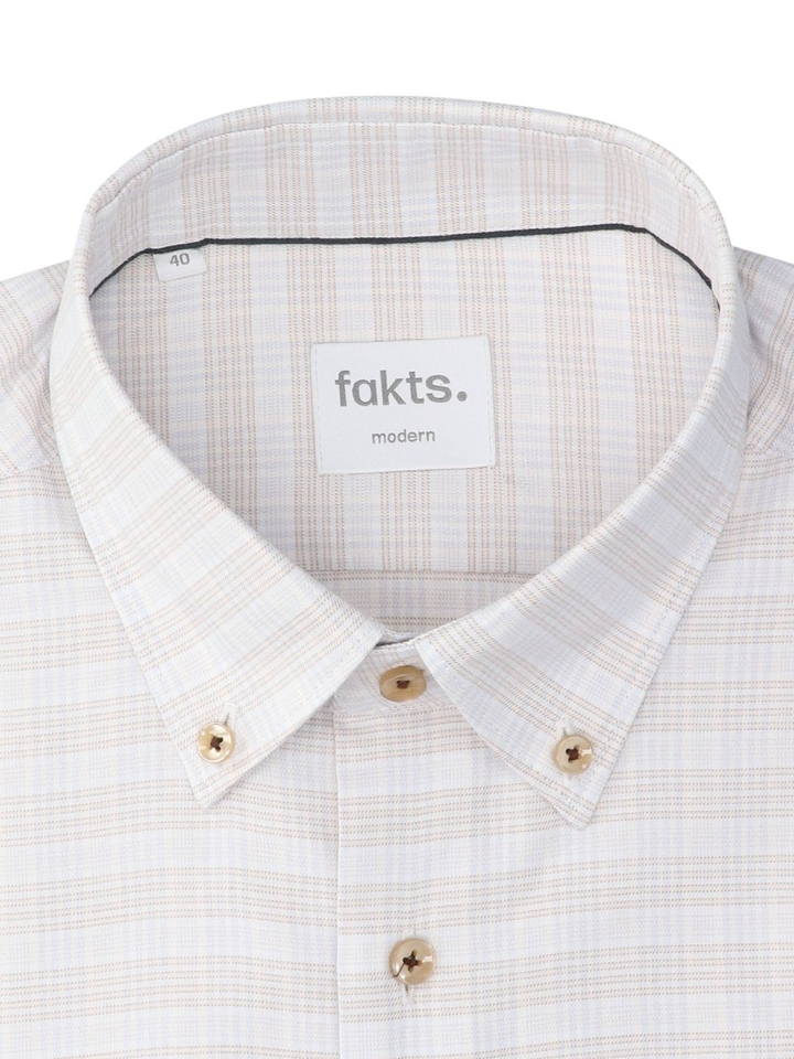 Blue light check katoenen hemd (modern fit) met ruiten en lange mouwen Fakts