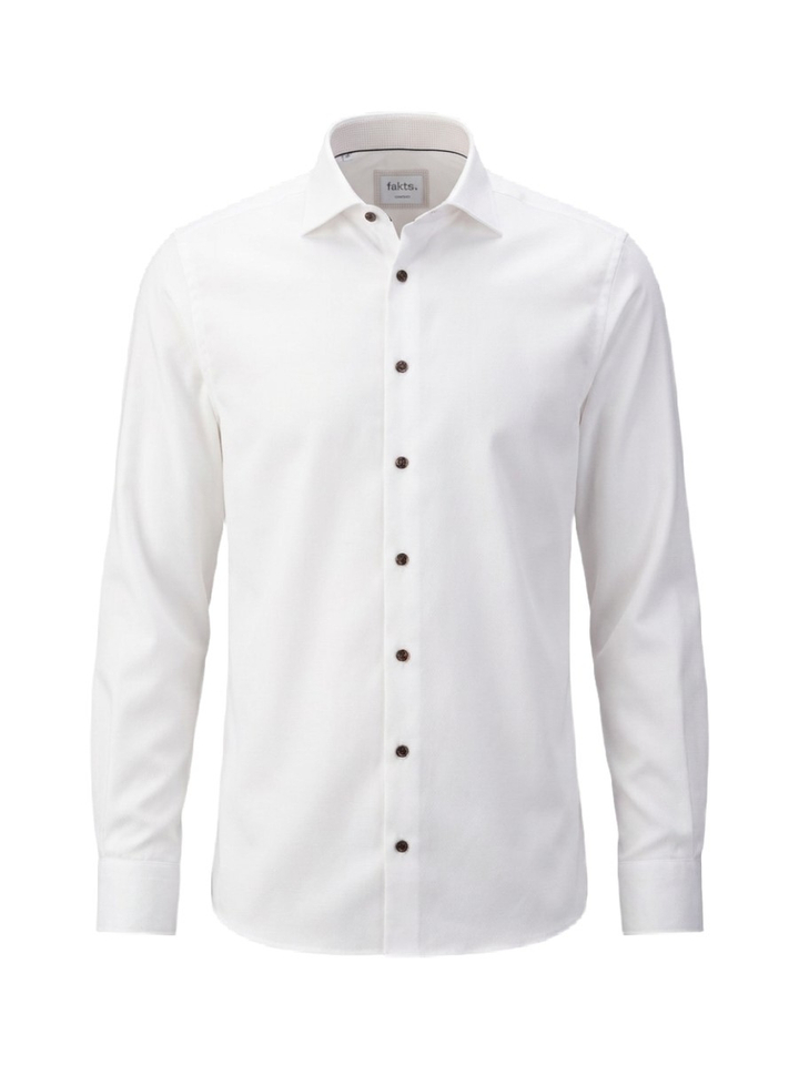 White faux uni katoenen hemd (modern fit) met lange mouwen Fakts