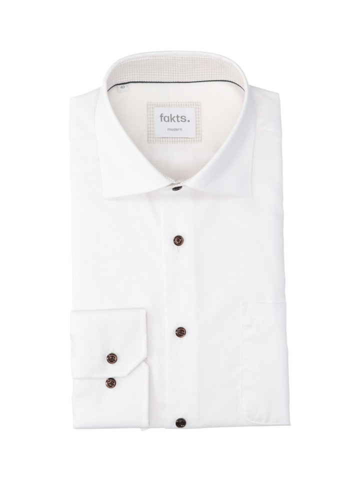 White faux uni katoenen hemd (modern fit) met lange mouwen Fakts