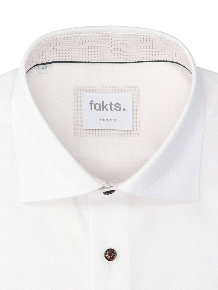 White faux uni katoenen hemd (modern fit) met lange mouwen Fakts