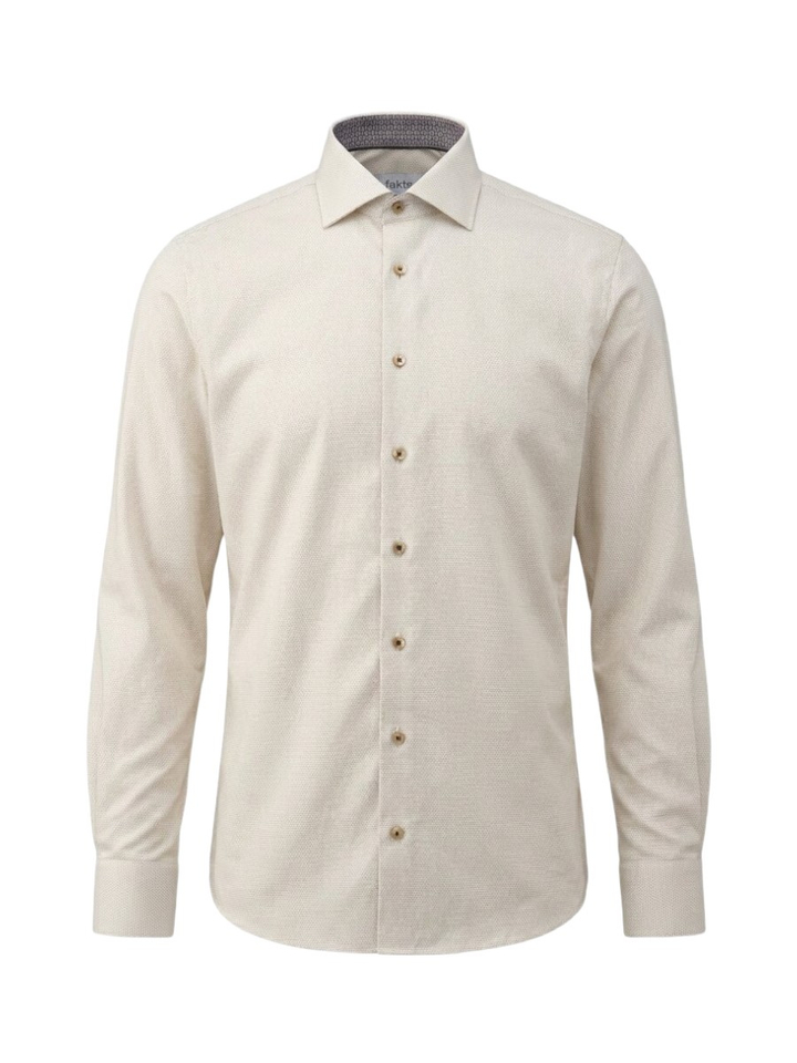 Bruin light minimal katoenen hemd (regular fit) met details en lange mouwen Fakts