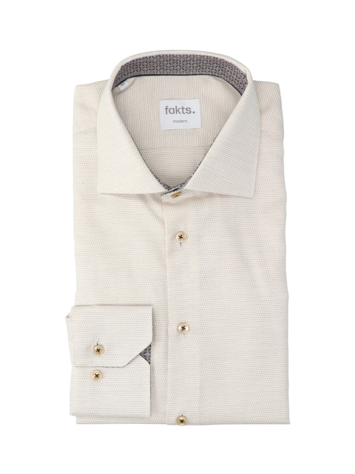 Bruin light minimal katoenen hemd (regular fit) met details en lange mouwen Fakts