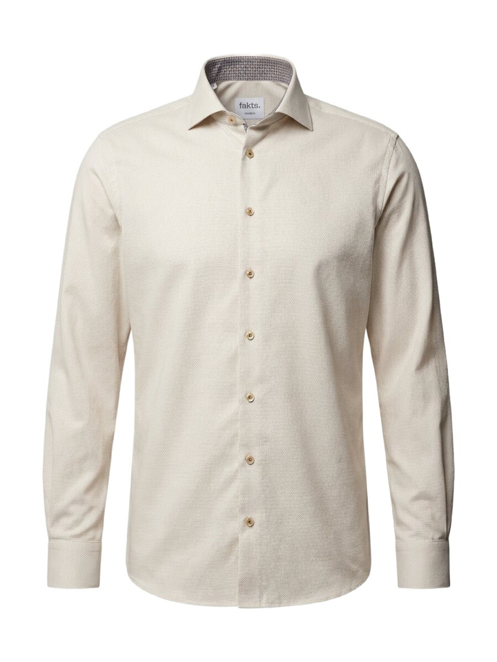 Bruin light minimal katoenen hemd (regular fit) met extra lange mouwen Fakts