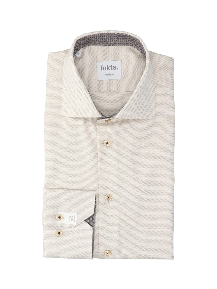 Bruin light minimal katoenen hemd (regular fit) met extra lange mouwen Fakts