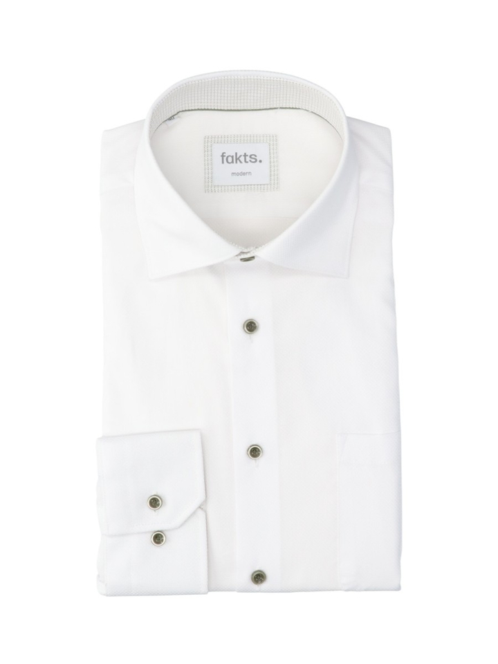 White faux uni katoenen hemd (modern fit) met lange mouwen Fakts