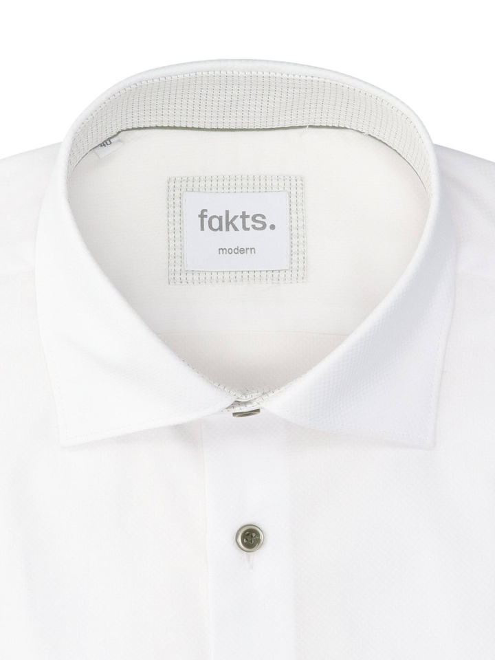 White faux uni katoenen hemd (modern fit) met lange mouwen Fakts