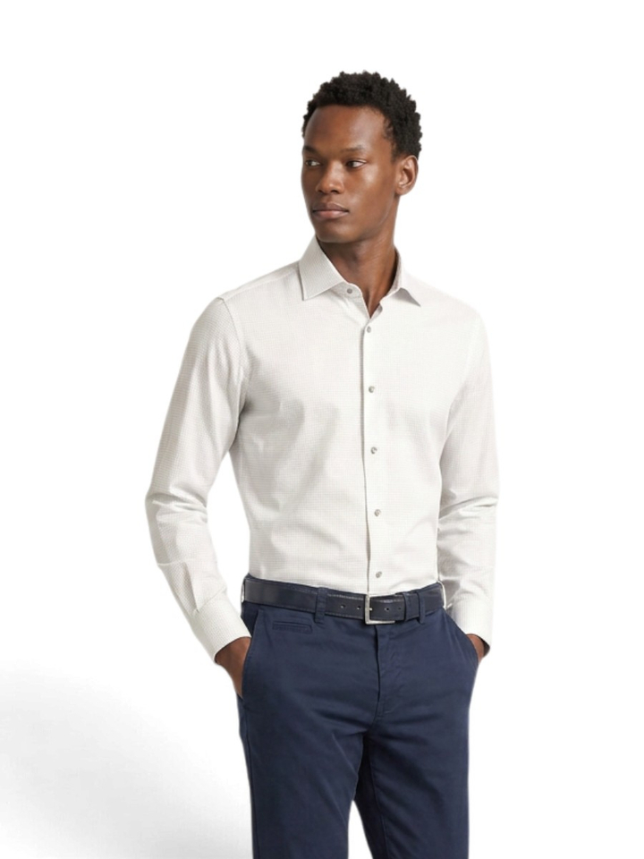 Green light minimal katoenen hemd (modern fit) met details en lange mouwen Fakts 
