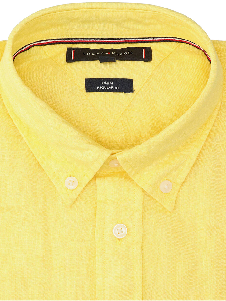 Geel linnen hemd (regular fit) met lange mouwen Tommy Hilfiger 
