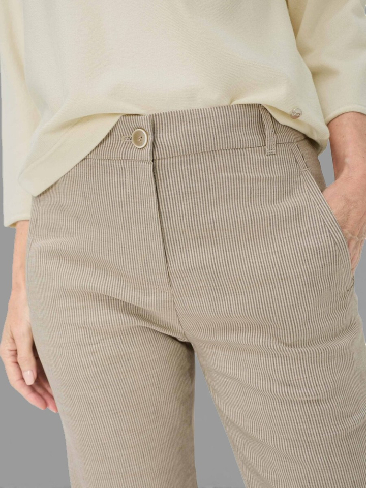 Beige gestreepte broek Peggy Raphaela 