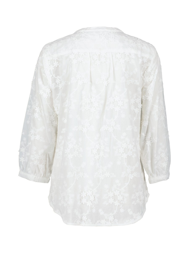 Witte bloes met broderie in bloemenprint Brax 