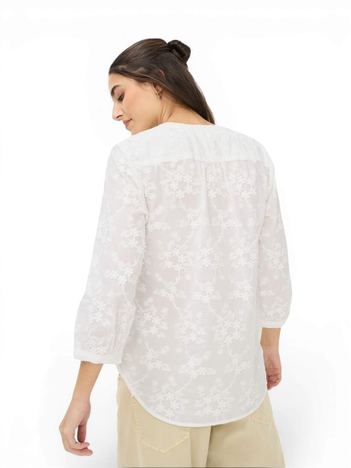 Witte bloes met broderie in bloemenprint Brax