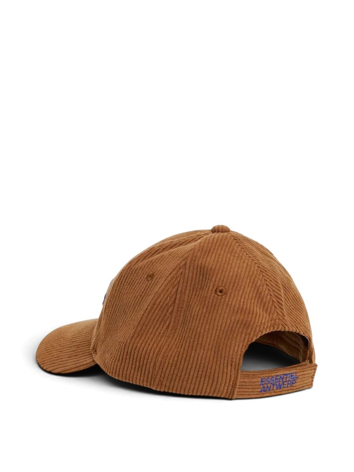 Camelkleurige geribbelde pet met blauw logo Kainor Essentiel