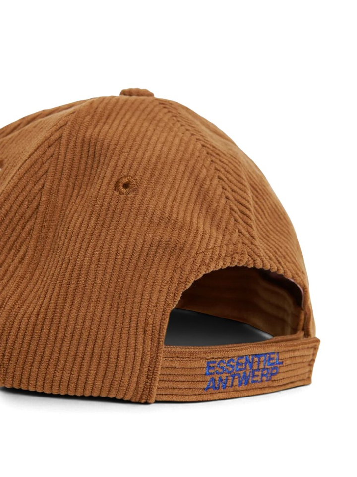 Camelkleurige geribbelde pet met blauw logo Kainor Essentiel
