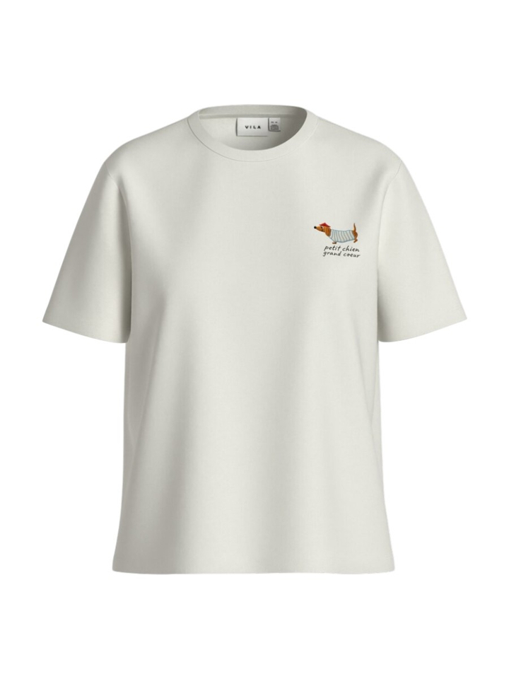 Witte T-shirt met hond Visybil Coeur 