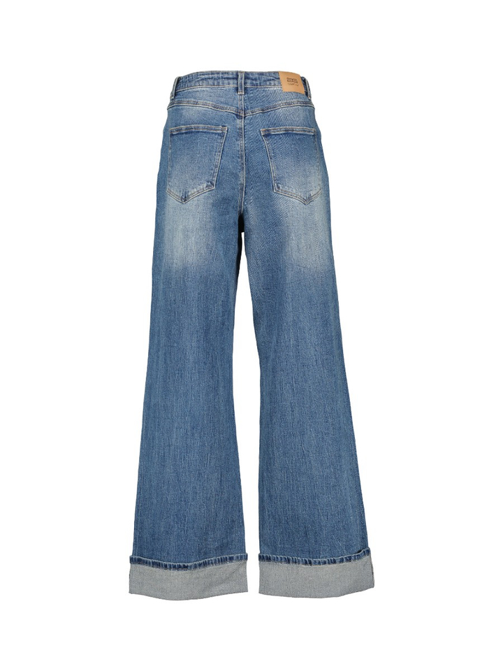 Blauwe wide leg jeans met omslag Sara Gestuz 