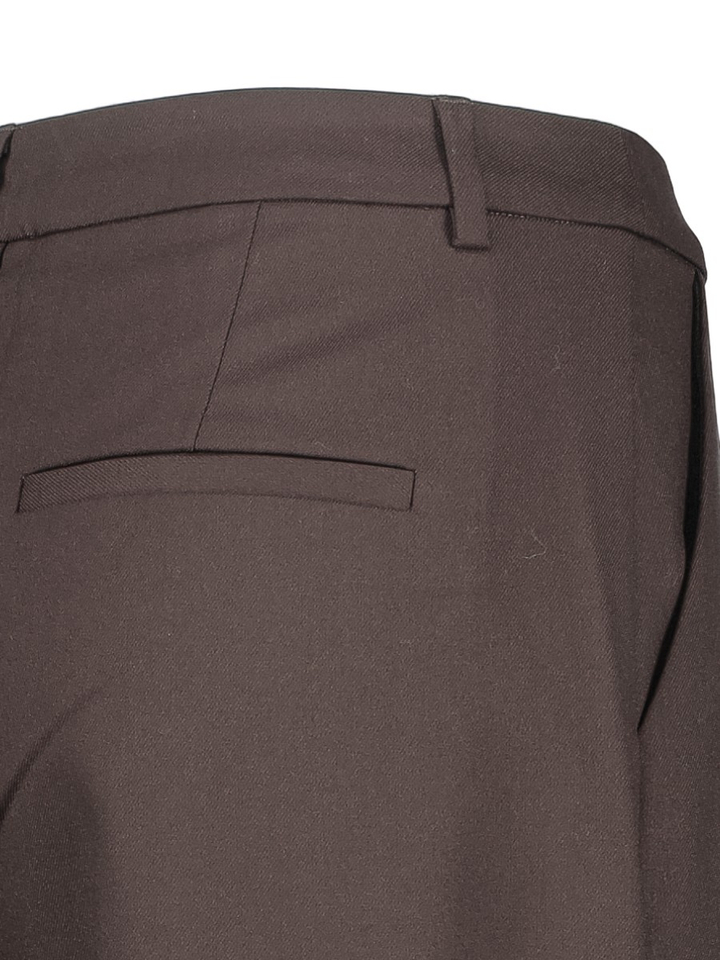 Donkerbruine wijde broek met bandplooi Callia Gestuz 