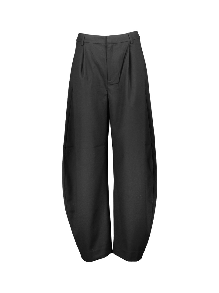 Zwarte geklede wijde broek met bandplooi Callia Gestuz