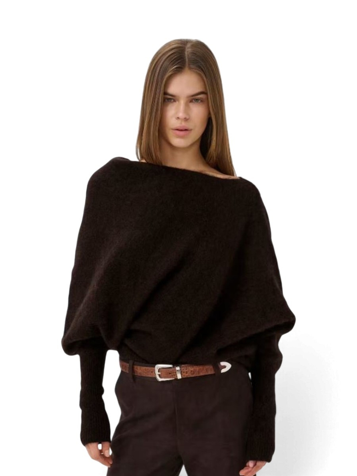 Donkerbruine mohair trui Debbie Gestuz