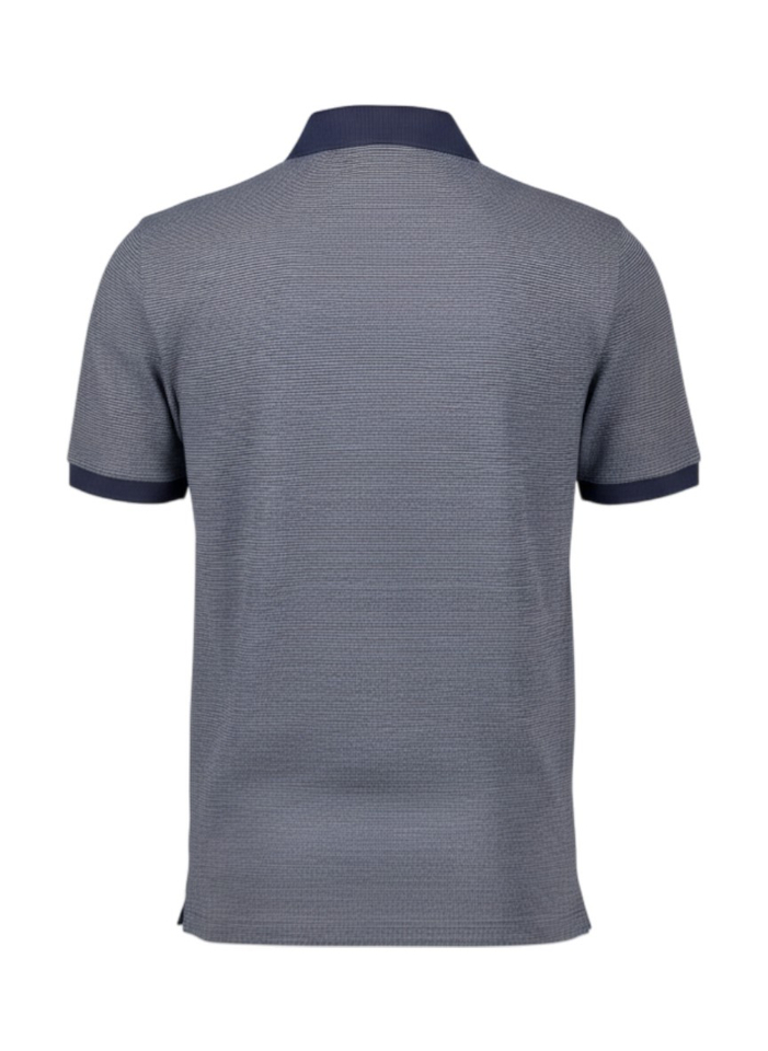 Donkerblauwe polo met fijn wit detail Maerz